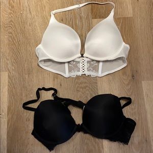 Victoria’s Secret pair bras 36B black white lace